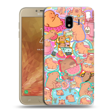 Пластиковый чехол на Samsung Galaxy J4 с принтом капибары Пластиковый чехол на Samsung Galaxy J4 с принтом капибары