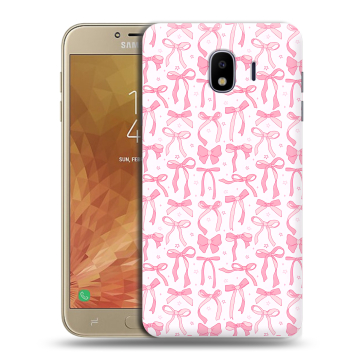 Пластиковый чехол на Samsung Galaxy J4 с принтом Розовые бантики Пластиковый чехол на Samsung Galaxy J4 с принтом Розовые бантики