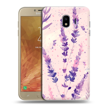 Пластиковый чехол на Samsung Galaxy J4 с принтом цветы лаванда Пластиковый чехол на Samsung Galaxy J4 с принтом цветы лаванда