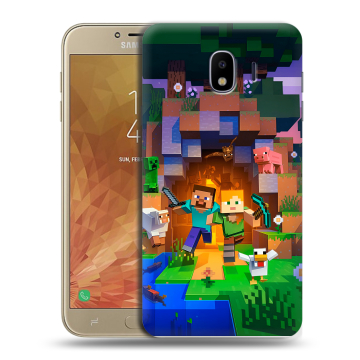 Пластиковый чехол на Samsung Galaxy J4 с принтом Майнкрафт Minecraft Пластиковый чехол на Samsung Galaxy J4 с принтом Майнкрафт Minecraft