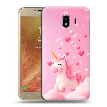 Пластиковый чехол на Samsung Galaxy J4 с принтом Единорог Пластиковый чехол на Samsung Galaxy J4 с принтом Единорог