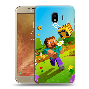 Пластиковый чехол на Samsung Galaxy J4 с принтом Майнкрафт Minecraft