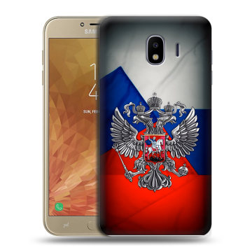Пластиковый чехол на Samsung Galaxy J4 с принтом Флаг России Пластиковый чехол на Samsung Galaxy J4 с принтом Флаг России