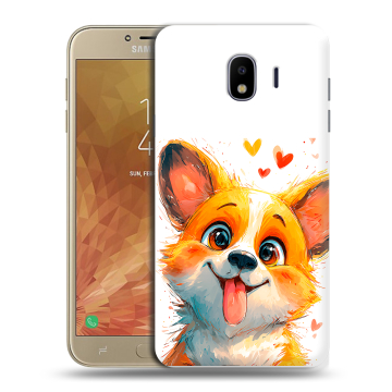 Пластиковый чехол на Samsung Galaxy J4 с принтом корги Пластиковый чехол на Samsung Galaxy J4 с принтом корги
