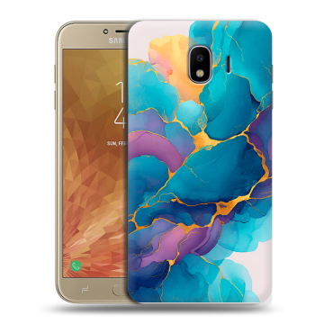 Пластиковый чехол на Samsung Galaxy J4 с принтом Мрамор блестки Пластиковый чехол на Samsung Galaxy J4 с принтом Мрамор блестки