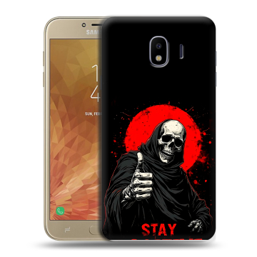 Пластиковый чехол на Samsung Galaxy J4 с принтом смешной скелет Пластиковый чехол на Samsung Galaxy J4 с принтом смешной скелет