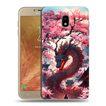 Пластиковый чехол на Samsung Galaxy J4 с принтом Дракон Японский Пластиковый чехол на Samsung Galaxy J4 с принтом Дракон Японский