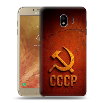 Пластиковый чехол на Samsung Galaxy J4 с принтом Флаг Герб СССР Пластиковый чехол на Samsung Galaxy J4 с принтом Флаг Герб СССР