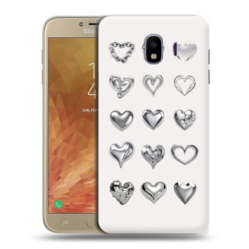 Пластиковый чехол на Samsung Galaxy J4 с принтом Y2K сердечки Пластиковый чехол на Samsung Galaxy J4 с принтом Y2K сердечки
