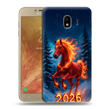 Пластиковый чехол на Samsung Galaxy J4 с принтом Новый год коня Пластиковый чехол на Samsung Galaxy J4 с принтом Новый год коня