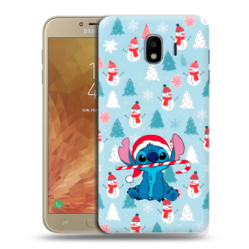 Пластиковый чехол на Samsung Galaxy J4 с принтом Стич Новый год Пластиковый чехол на Samsung Galaxy J4 с принтом Стич Новый год