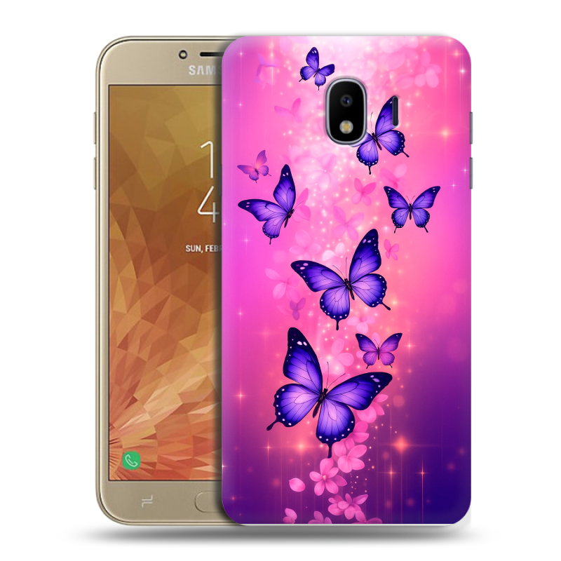 Пластиковый чехол на Samsung Galaxy J4 с принтом Бабочки Пластиковый чехол на Samsung Galaxy J4 с принтом Бабочки