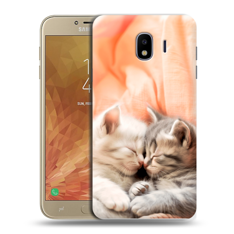 Пластиковый чехол на Samsung Galaxy J4 с принтом Котята Пластиковый чехол на Samsung Galaxy J4 с принтом Котята