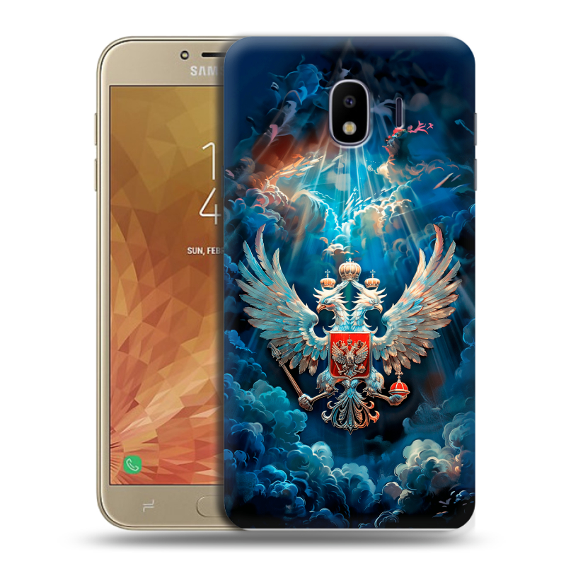 Пластиковый чехол на Samsung Galaxy J4 с принтом Герб флаг России Пластиковый чехол на Samsung Galaxy J4 с принтом Герб флаг России