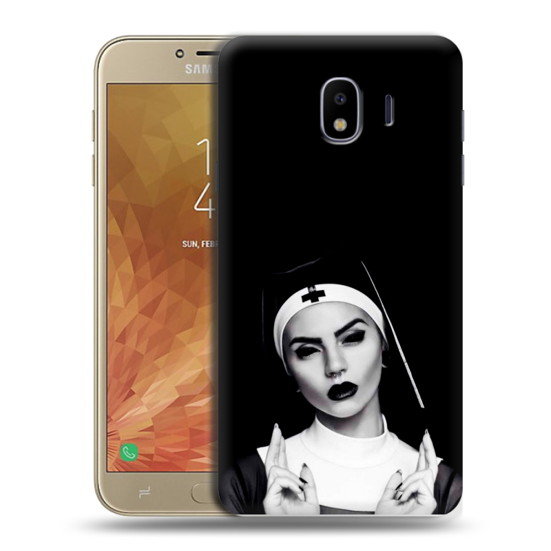 Пластиковый чехол на Samsung Galaxy J4 с принтом монашка Пластиковый чехол на Samsung Galaxy J4 с принтом монашка
