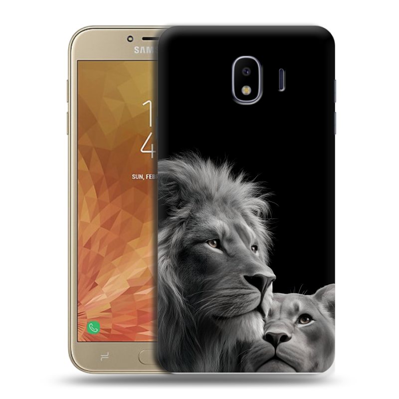 Пластиковый чехол на Samsung Galaxy J4 с принтом Лев кошки Пластиковый чехол на Samsung Galaxy J4 с принтом Лев кошки
