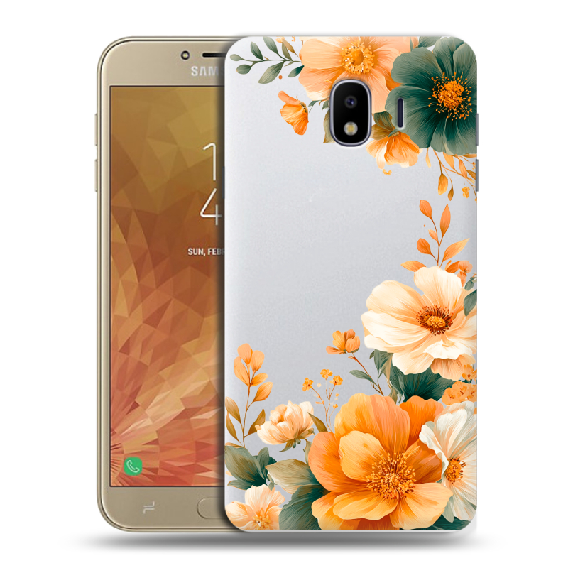 Пластиковый чехол на Samsung Galaxy J4 с принтом Цветы принт Пластиковый чехол на Samsung Galaxy J4 с принтом Цветы принт