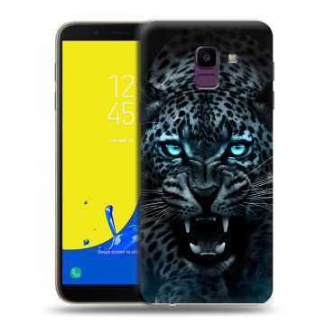 Силиконовый чехол на Samsung Galaxy J6 с принтом Темный леопард