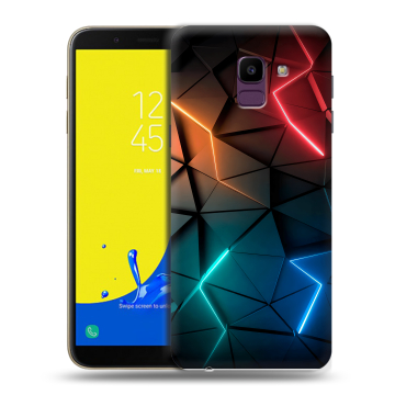 Силиконовый чехол на Samsung Galaxy J6 с принтом Абстракция неон