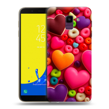Силиконовый чехол на Samsung Galaxy J6 с принтом Сердечки