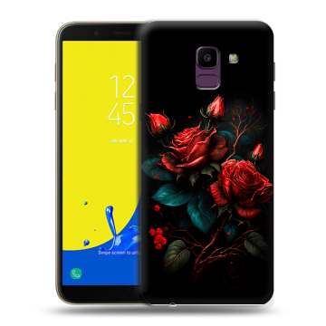 Силиконовый чехол на Samsung Galaxy J6 с принтом Розы красные Силиконовый чехол на Samsung Galaxy J6 с принтом Розы красные