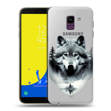 Силиконовый чехол на Samsung Galaxy J6 с принтом Волк в лесу Силиконовый чехол на Samsung Galaxy J6 с принтом Волк в лесу