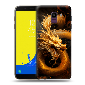 Силиконовый чехол на Samsung Galaxy J6 с принтом Золотой дракон Силиконовый чехол на Samsung Galaxy J6 с принтом Золотой дракон