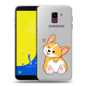 Силиконовый чехол на Samsung Galaxy J6 с принтом Корги Силиконовый чехол на Samsung Galaxy J6 с принтом Корги