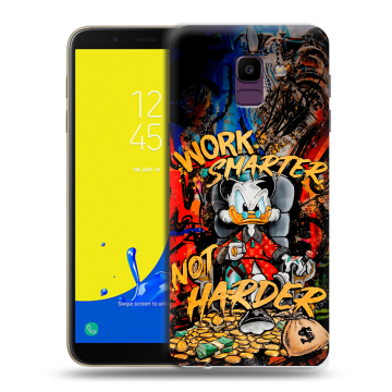 Силиконовый чехол на Samsung Galaxy J6 с принтом Дональд Дак Деньги Силиконовый чехол на Samsung Galaxy J6 с принтом Дональд Дак Деньги