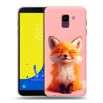 Силиконовый чехол на Samsung Galaxy J6 с принтом милая лиса Силиконовый чехол на Samsung Galaxy J6 с принтом милая лиса