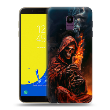 Силиконовый чехол на Samsung Galaxy J6 с принтом Скелет и карты Силиконовый чехол на Samsung Galaxy J6 с принтом Скелет и карты