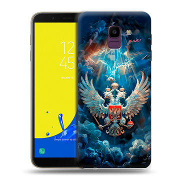 Силиконовый чехол на Samsung Galaxy J6 с принтом Герб флаг России Силиконовый чехол на Samsung Galaxy J6 с принтом Герб флаг России