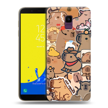 Силиконовый чехол на Samsung Galaxy J6 с принтом капибара Силиконовый чехол на Samsung Galaxy J6 с принтом капибара