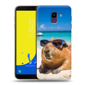 Силиконовый чехол на Samsung Galaxy J6 с принтом Капибара Силиконовый чехол на Samsung Galaxy J6 с принтом Капибара