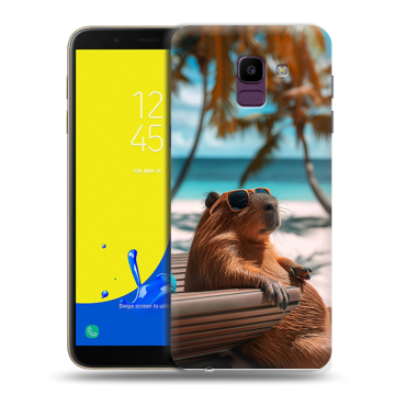 Силиконовый чехол на Samsung Galaxy J6 с принтом Капибара Силиконовый чехол на Samsung Galaxy J6 с принтом Капибара