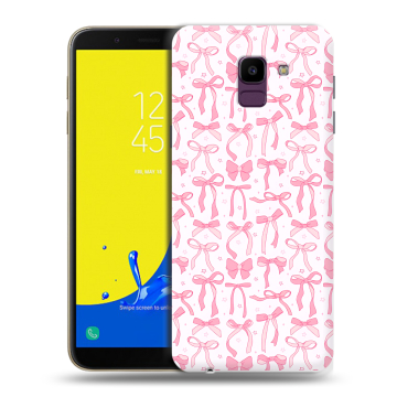Силиконовый чехол на Samsung Galaxy J6 с принтом Розовые бантики Силиконовый чехол на Samsung Galaxy J6 с принтом Розовые бантики