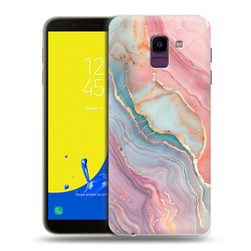 Силиконовый чехол на Samsung Galaxy J6 с принтом розовый мрамор Силиконовый чехол на Samsung Galaxy J6 с принтом розовый мрамор