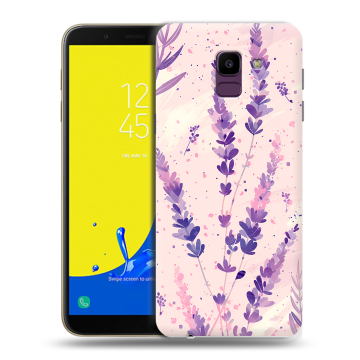 Силиконовый чехол на Samsung Galaxy J6 с принтом цветы лаванда Силиконовый чехол на Samsung Galaxy J6 с принтом цветы лаванда