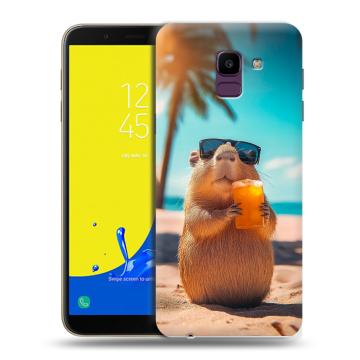 Силиконовый чехол на Samsung Galaxy J6 с принтом Капибара Силиконовый чехол на Samsung Galaxy J6 с принтом Капибара