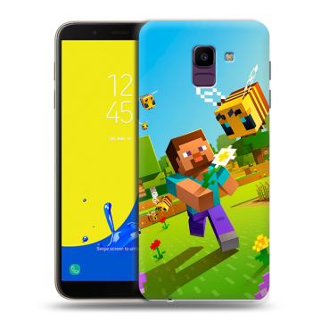 Силиконовый чехол на Samsung Galaxy J6 с принтом Майнкрафт Minecraft Силиконовый чехол на Samsung Galaxy J6 с принтом Майнкрафт Minecraft