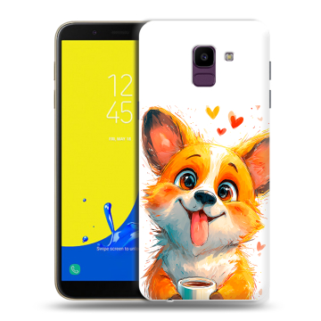 Силиконовый чехол на Samsung Galaxy J6 с принтом корги Силиконовый чехол на Samsung Galaxy J6 с принтом корги