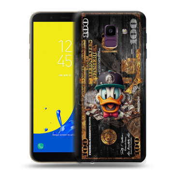 Силиконовый чехол на Samsung Galaxy J6 с принтом Дональд Дак Доллар Силиконовый чехол на Samsung Galaxy J6 с принтом Дональд Дак Доллар