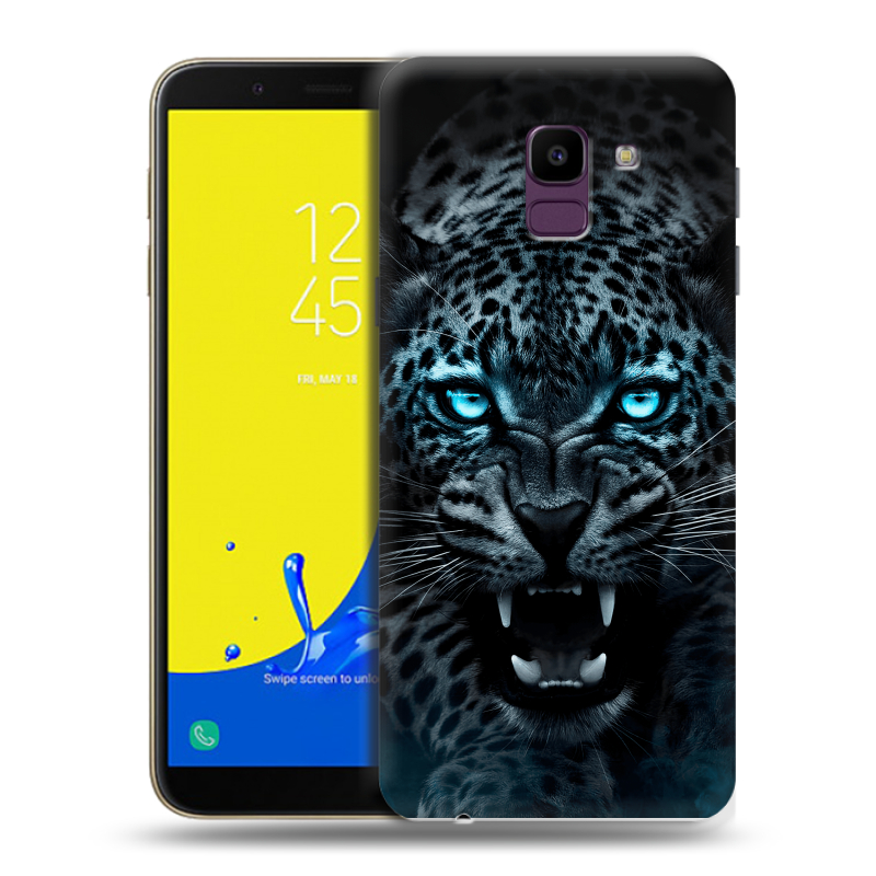 Силиконовый чехол на Samsung Galaxy J6 с принтом Темный леопард Силиконовый чехол на Samsung Galaxy J6 с принтом Темный леопард