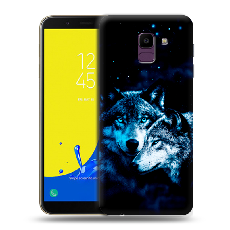 Силиконовый чехол на Samsung Galaxy J6 с принтом Волки Силиконовый чехол на Samsung Galaxy J6 с принтом Волки