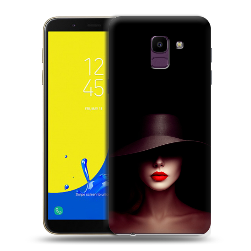 Пластиковый чехол на Samsung Galaxy J6 с принтом Девушка в шляпе Пластиковый чехол на Samsung Galaxy J6 с принтом Девушка в шляпе