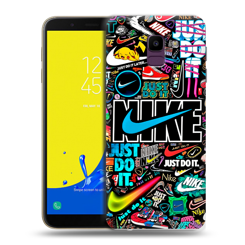 Пластиковый чехол на Samsung Galaxy J6 с принтом найк nike черный Пластиковый чехол на Samsung Galaxy J6 с принтом найк nike черный