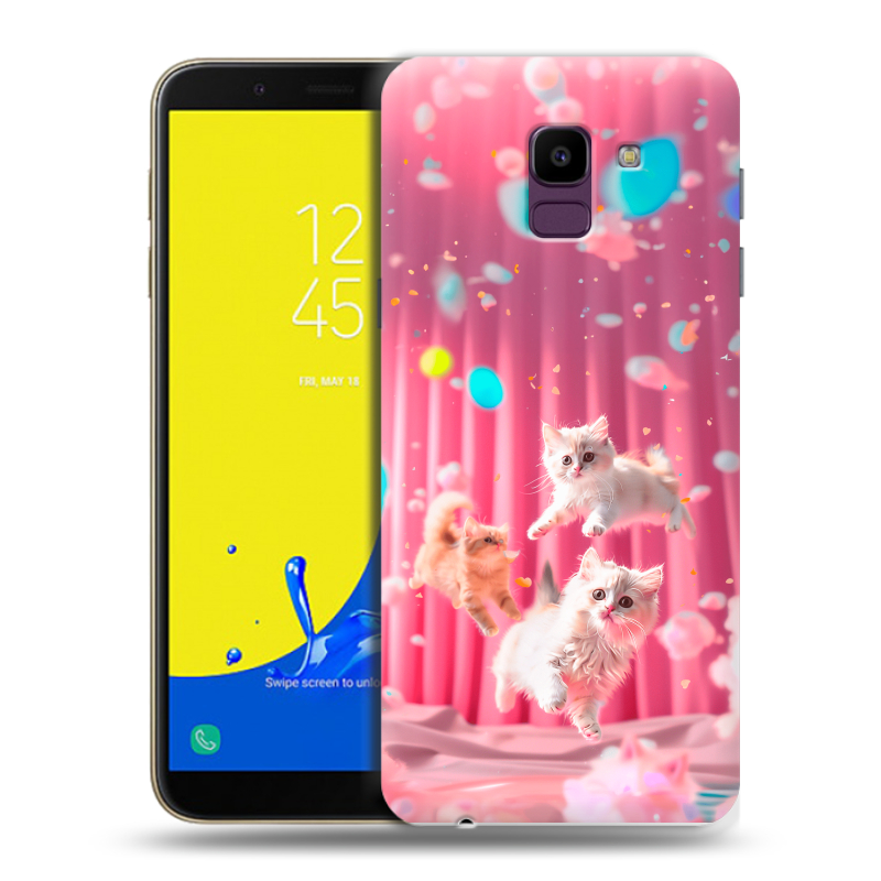Силиконовый чехол на Samsung Galaxy J6 с принтом милые котики Силиконовый чехол на Samsung Galaxy J6 с принтом милые котики