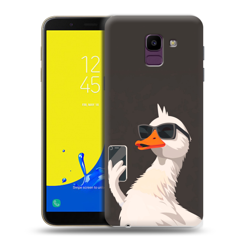 Силиконовый чехол на Samsung Galaxy J6 с принтом утка в очках Силиконовый чехол на Samsung Galaxy J6 с принтом утка в очках