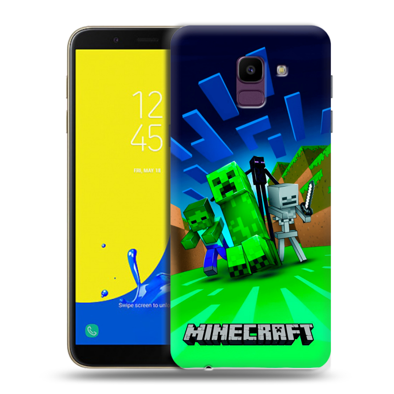 Пластиковый чехол на Samsung Galaxy J6 с принтом Майнкрафт Пластиковый чехол на Samsung Galaxy J6 с принтом Майнкрафт