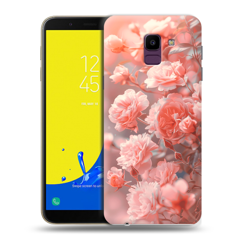Силиконовый чехол на Samsung Galaxy J6 с принтом Розы цветы Силиконовый чехол на Samsung Galaxy J6 с принтом Розы цветы